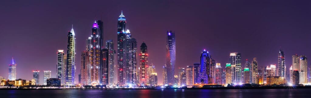 En bild på skyskrapor i Dubai